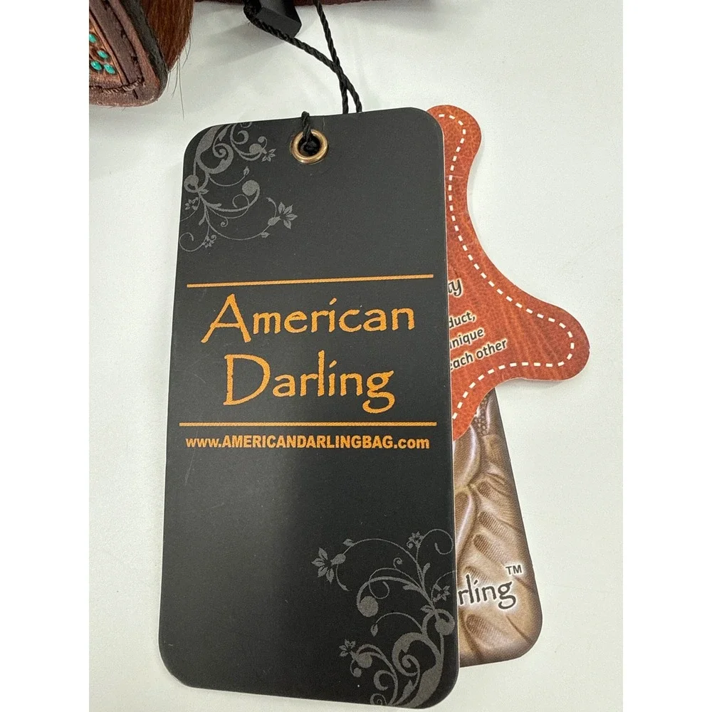 American Darling Jewelry Case Womens Brown Cowhide Hand Carved Leather Floral